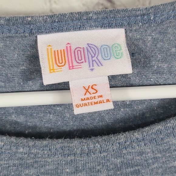 LuLaRoe IRMA Slate Blue High Low Tunic Tee Shirt XS (2/4/6) Short Sleeve Stretch - Picture 4 of 6